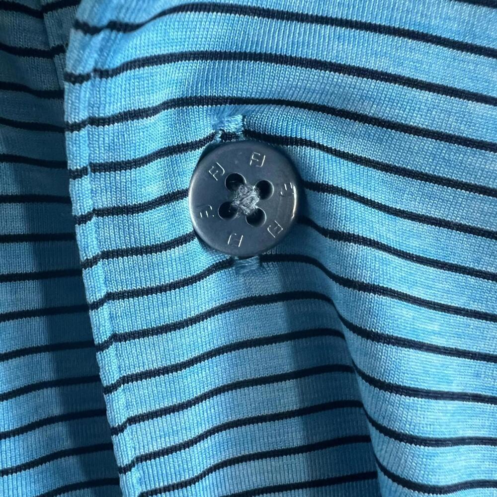 FJ FootJoy Polo Shirt Mens Size Large Blue/Navy Striped Golf Casual Short Sleeve - Picture 5 of 7